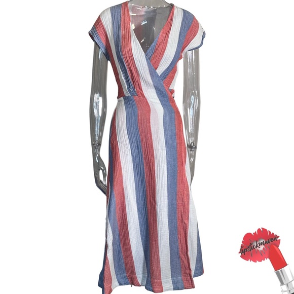blue pink tie dye dress Blue Striped Sash Tie Maternity Midi Shirt Dress – PinkBlush main image 0